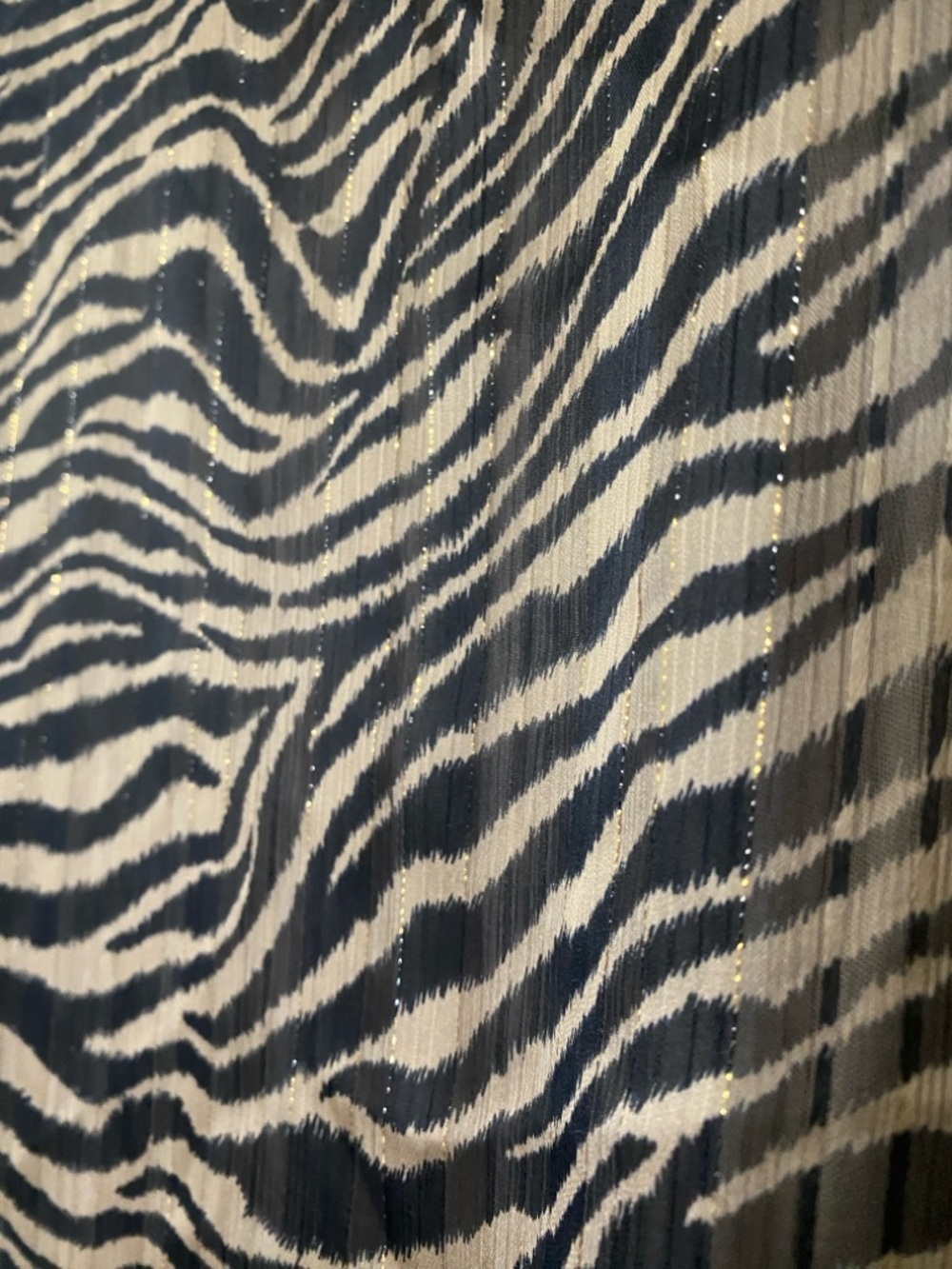 Adrienne Zebra-Print Tunic Top in Black and Tan subtle metallic shine - Picture 4 of 5